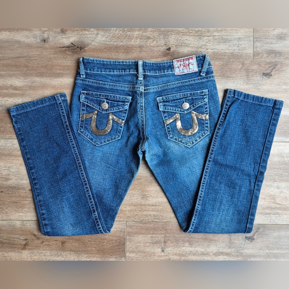 True Religion Women’s Blue Denim Julie Jeans Y2K Low Rise 100% Cotton USA